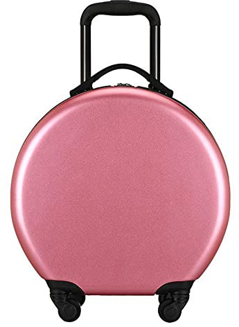 PLMKO Kindergepäck, Jungen Mädchen Runder Koffer, Leichter Hartschalen Reisetrolley Koffer Mit 4 Rollen, 37 cm × 21 cm × 38 cm,Rosa