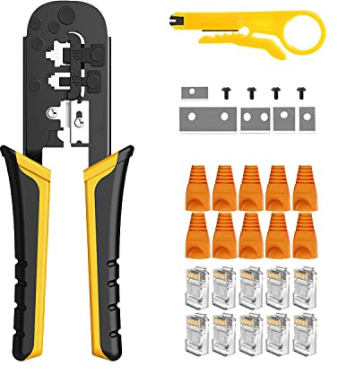 OKVNUO-TECH OKVNUO Testeur de Network Réseau Cable Kit d'outils Réparation d'Ordinateur, Professional Maintenance Câble LAN,Pince à Sertir Fil RJ45 RJ11Réseau pour DIY (Bleu)