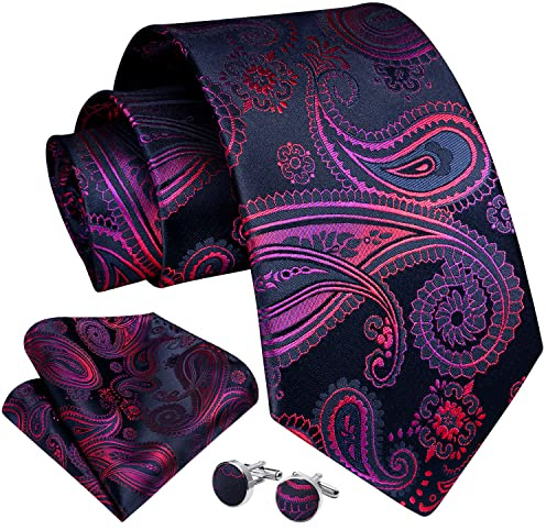 Enlision Herren Krawatte Paisley Krawatte für Männer Hochzeit Krawatten & Einstecktuch Manschettenknöpfe Set Formelle Business