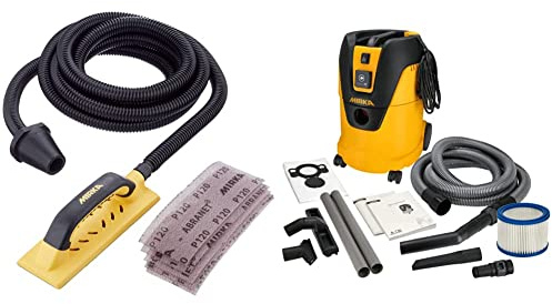 MIRKA Handy Starter-Kit pour ponceuse à main/Ponceuse murale à main avec poignée et Velcro + Aspirateur industriel Aspirateur eau et poussière