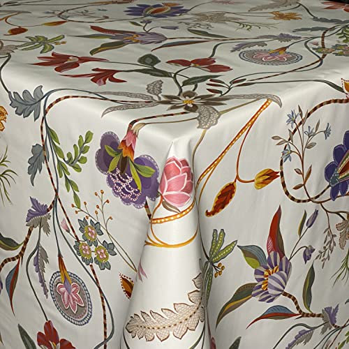 KEVKUS Wachstuch Tischdecke C144671 Bunte Blumen floral in eckig rund oval (Rand: Schnittkante (ohne Einfassung), 90 x 240 cm eckig Biertisch)