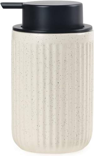 BosilunLife Foam Hand Soap Dispenser - Ceramic Foaming Soap Dispenser for Bathroom 12oz Refillable Liquid Lotion Soap Dispenser with Rust-Proof Foaming Pump for Countertop