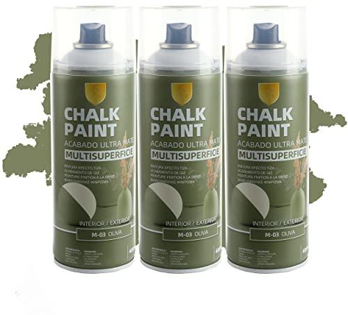 Pintura Spray a la Tiza Color Pastel Acabado Ultra Mate - Oliva 400ml x 3