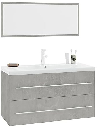 vidaXL Set Mobili da Bagno 3 pz Grigio Cemento