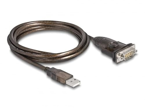 DeLOCK Adapter USB 2.0 Typ-A zu 1 x Seriell RS-232 D-Sub 9 Pin Stecker mit Muttern 1,5 m