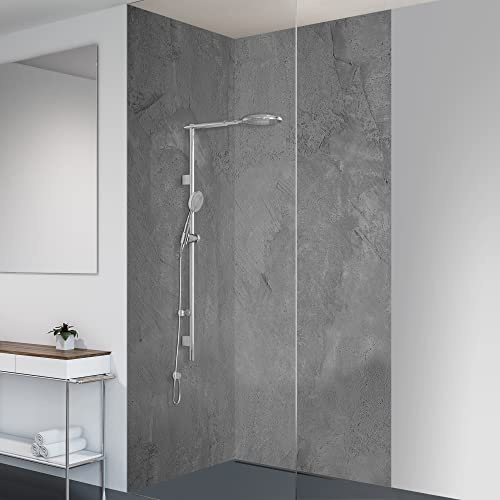 yourplate Duschrückwände individuelle Größe (Dunkelgrauer Sichtbeton) | 3mm Aluminium Verbundplatte, exklusives Design, einfache Montage, geringes Gewicht, fugenlos, wasserdicht, pflegeleicht