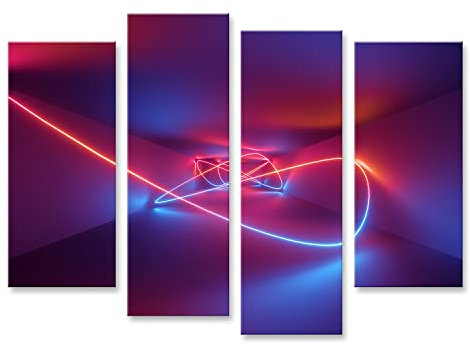 islandburner Bild auf Leinwand Lasershow Nachtclub Innenbeleuchtung Rot Blau Neon Abstrakter Hintergrund leucht Bilder Wandbilder Poster CAVX-4erP