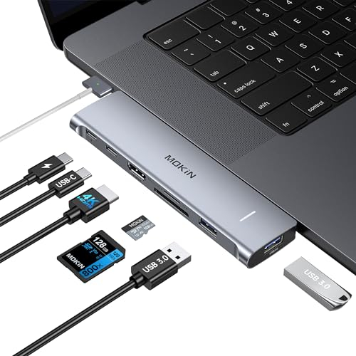 Adaptateur MacBook USB C, adaptateur USB C pour MacBook Pro/Air, 7 en 2 Thunderbolt 3 Hub USB C pour accessoires MacBook Pro Air M1 M2, Mac Dongle avec HDMI 4K, USB C 100 W, 2 ports USB 3.0 et Micro