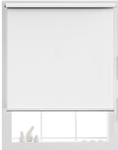 Doppelrollo Klemmfix ohne Bohren 65 x 220 cm Tag-Nacht-Rollo ohne Bohren, Bambusrollo Bambus Jalousie, Verdunklungsrollo Thermorollo ohne Bohren, für Alle Türen und Fenster, Weiß