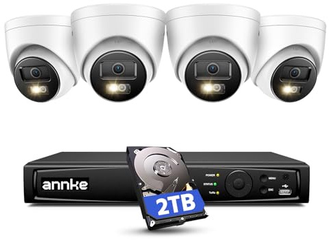 ANNKE 12MP PoE CCTV Security Camera System with 2TB HDD,4X 12MP IP Cameras | 8CH NVR CCTV Kit with Colour Night Vision, Person/Vehicle Detection, 24/7 Recording, Built in Mic, IP67 Weatherproof