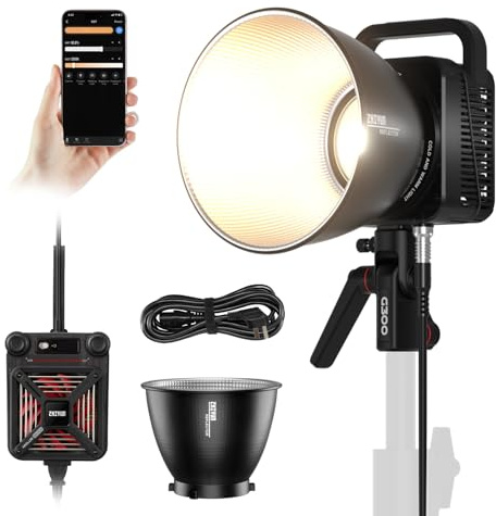 ZHIYUN MOLUS G300 [Oficial] 300W Luz de Video con Montura Bowens, Luz Continua Fotografia con Control de Aplicación ZY Vega, 15500Lux/m 2700K-6500K
