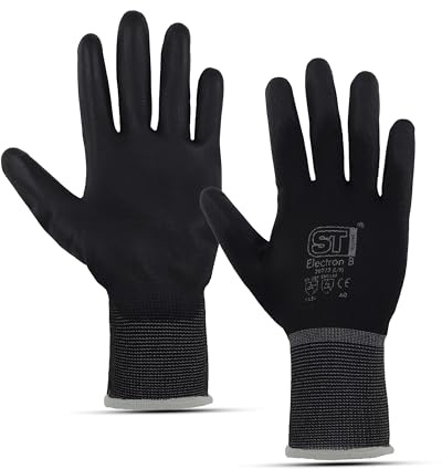 SUPERGUARD GB Work Gloves - PU-Coated Nitrile Nylon Gloves for Rail, Agriculture, Mechanics, Industry & General Duty Work - Protective Hand Gloves with Secure Grip - Size X-Large (Pack of 12 Pair)