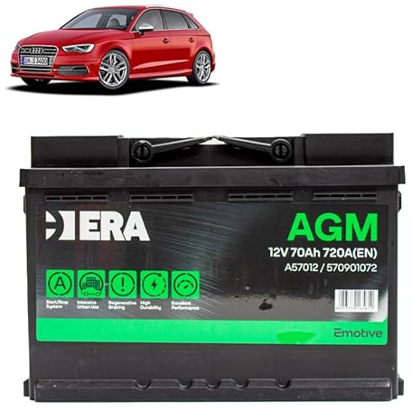 Batteria 70Ah A.G.M. per Audi A3 8V 1.0 1.2 1.4 1.5 1.8 2.0 30 40 TFSI benzina 2012-2020