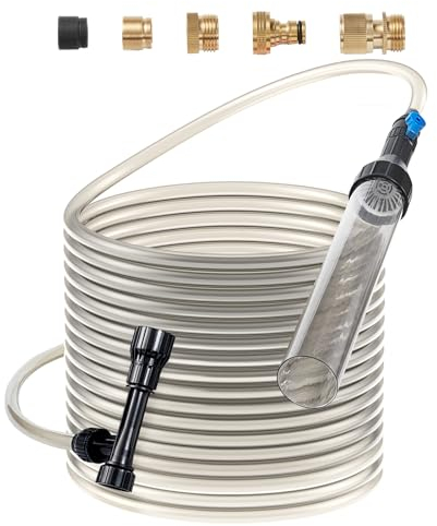 VEVOR Aquarium-Staubsauger, Kiesreiniger für Aquarien, 15 m PVC-Schlauch, Kiesreiniger für Aquarien, Siphon-Aquarienreiniger, 3 Arten von Messingadaptern, zum Reinigen von Kies und Sand im Aquarium