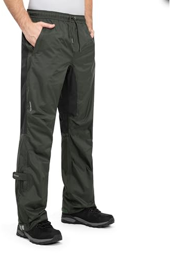 Höhenhorn Pluvia - Pantalones de lluvia para hombre, impermeables, transpirables, pantalones de exterior con bolsa de transporte, Verde, XL