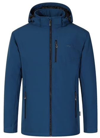 Blue Wave Herren Softshelljacke Marlon - Jacke in Schwarz, Größe S | Wassersäule 5000 mm, Winddicht, Atmungsaktiv, Kapuze abnehmbar, 2-Wege-Reißverschluss, Außentaschen mit Reißverschluss