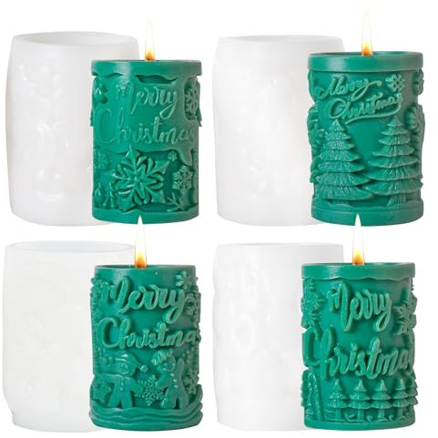 Silikonformen Gießformen Weihnachten Kerzenformen zum Gießen,Silikonform Weihnachten Zylinder,3D Weihnachten Silikonformen Kerzenform,Gießformen Silikon für DIY Weihnachten Silikonform Kerze,Handwerk