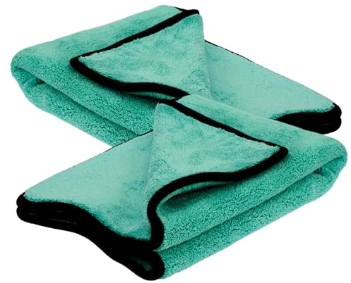 Tek Automotive Aqua - Juego de 2 toallas de secado de coche de lujo de 1200 g/m², paños de microfibra extra grandes (50 x 70 cm), superabsorbentes, ultrasuaves, para limpieza, detalles, pulido y