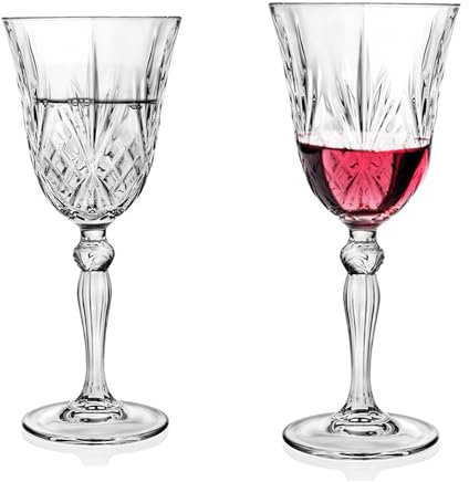 Sicignano | Juego de 12 copas Melodía de cristal – 6 copas de vino CL.27 + 6 copas de agua CL.21, brillantes, resistentes y lavables en lavavajillas, diseño elegante y sostenible