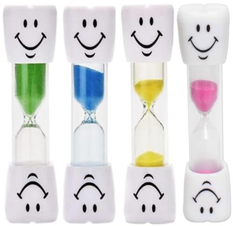 ZHjuju Minuteur de Sable pour Brosse à Dents de 3 Minutes,4 Pièces Minuterie de Sable Smiley Brosse à Dents MinuterieTimer brossage des Dents pour Enfant pour Jeux,Cuisine, Exercice,Etude,Brossage