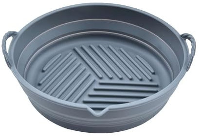 Silikoneinlagen für Luftfritteusen, wiederverwendbarer Korbschüssel, Zubehör für Airfritteusen, nicht brennbares Pergamentpapier (S, Grau)