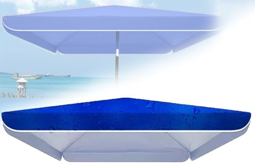 Housse de rechange rectangulaire pour parasol de plage d'extérieur à 4 baleines - Résistante à la décoloration - Anti-UV - Bleu - 2,8 x 2,2 m