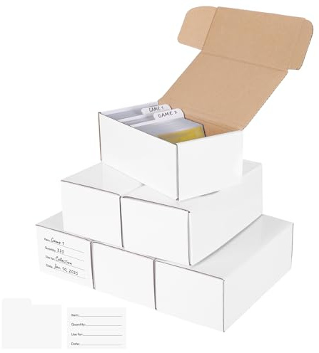 ZMCYN 6-pack förvaringsbox för samlarkort, kartonglådor med 30 avdelare, kortsamlingslådor för baseball, fotboll, basketkortsförvaring