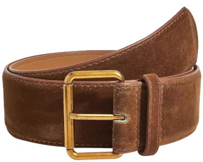 Hanaoops Cintura Donna in Pelle Retrò Cintura Regolabile con Fibbia Dorata Cinturino in Scamosciata Larga Vita Alta per Jeans Pantaloni Vestito (Marrone, Taglia Unica)