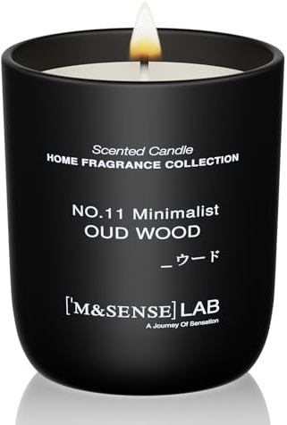 M&SENSE Duftkerzen im Glas Oud-Holz - Natursojawax Kerze 150g 30h Brenndauer, Geschenk für Frauen und Männer, Einfaches Design, Aromatherapie für Zuhause, Bad, Yoga Entspannung,Soy Candle