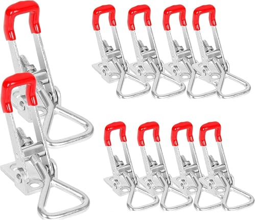 FengZeYing 10 Pcs Adjustable Toggle Clamp, Metal Toggle Latch Non-Slip Quick Release Latch Clamps 100kg/220lbs for Cabinet Boxes (10)