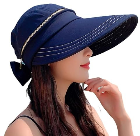 Femme Casquette Visiere,Chapeau de Soleil,Plage,Sport,Voyage,Protection Solaire à Large Bord,Été Casquette de Baseball Réglable Démontable Queue de Cheval,Capeline Extérieur Camping Pêche