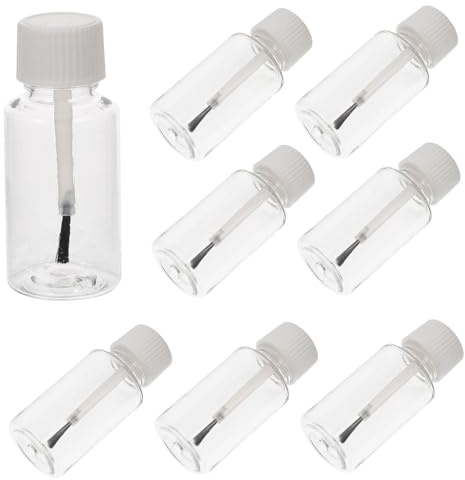 SOIMISS 8pcs 20ml Empty Nail Polish Bottles Brush Cap Pet Refillable Nail Care Oil Containers for Salon and Travel