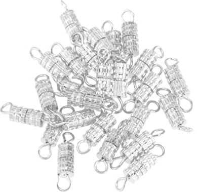 HIAKDOFT 20PCS Silver Copper Barrel Screw Clasps for Bracelet Necklace DIY Jewelry Making Accessories Safety Lock Connectors with Split Rings for Secure Fastening