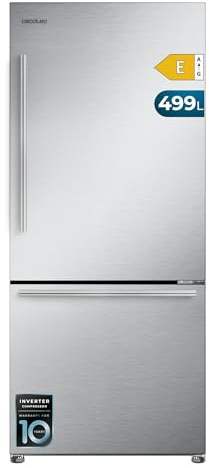 Cecotec Frigorífico Puerta Francesa Total NoFrost 499L Bolero CoolMarket Combi FD 499 Inox E. Alto 178cm y Ancho 75,9cm, Bajo Consumo, Green HUB, MetalFlex Cooling, Fast Freezing, Modo Smart, Inox