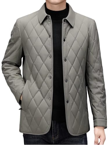 Suncadmious Giacca trapuntata leggera da uomo imbottita in cotone trapuntata a rombi con tasche di transizione antivento per esterni in cotone leggero autunno/inverno (kaki,4XL)