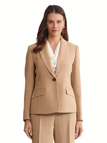 Kasper Petite Pebble Crepe One Button Blazer