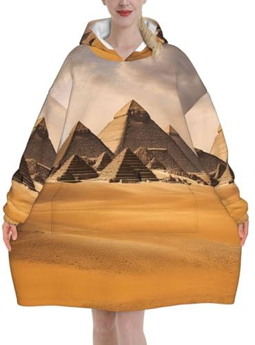 GUOLGP Pyramides d'Égypte Couverture à capuche surdimensionnée pour adultes - Cadeau d'hiver chaud avec poche - Noir