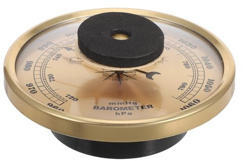 MERRYHAPY 3-in-1 Weather Station Thermometer Weather Device Barometer Gauge Multi-function Hygrometer Temperature Sensor Home Tool Golden Alloy Frame