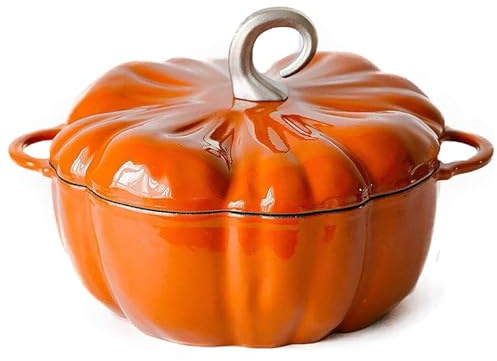 Forno olandese a forma di zucca, pentola in ghisa smaltata da 3,7 l con coperchio, per stufati, zuppe, pane, forno, regalo decorativo per Halloween e Ringraziamento (viola)