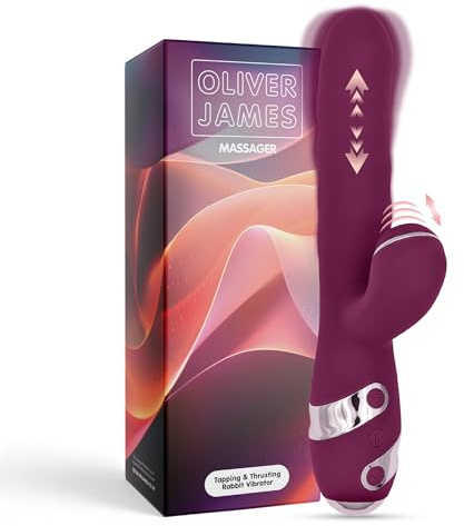 Vibrador Rabbit 3-en-1 Oliver James – Dildo de Empuje Discreto con 10 Vibraciones, 10 Tap Tapping y 3 Modos de Empuje | Estimulador G-Spot y Clitoriano Impermeable para Mujeres y Parejas