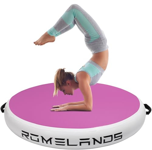 ROMELANDS Airspot Air Matte Track, 100CM Aufblasbare Tumbling Matte Air Barrel, Rund Yoga Trainings Gymnastikmatte füR Zuhause Taumel Turnhalle Ausbildung Turnmatte Sportmatte