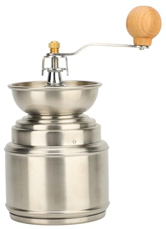 Molinillo de café manual de acero inoxidable y madera maciza con manivela para granos de café molidos frescos, especias y nueces – de 2 a 8 porciones para el hogar o para viajar