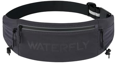 WATERFLY Löpbälte för mobiltelefon, löpväska, jogging: springa höftväska män kvinnor med 3 fickor, jogging, midjeväska, mobiltelefonväska, triathlon, startnummerband, löprem, maraton, löpbälte med