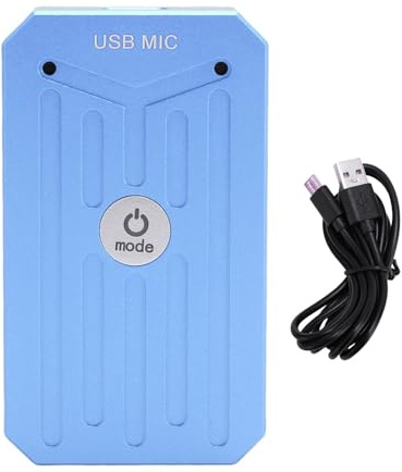 Yanmis USB-Mikrofon-Rauschunterdrückung, 2-Kanal-360°-Omnidirektional-Mikrofon für Live-Streaming, Gaming mit 192 kHz Abtastrate (Blue)
