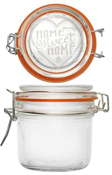 Home - Barattoli Ermetici Serie Home Sweet Home, Vetro, Trasparente, 200 ml, Set da 6