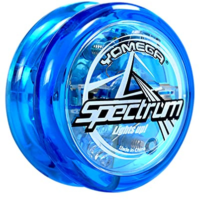 Yomega Spectrum Illumina la Palla di Fuoco Transaxle YoYo con luci a LED per Il Gioco di Corda di Livello Intermedio, avanzato e Professionale + 2 Corde Extra e 3 Mesi di Garanzia (Blu) (Blu)