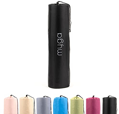 Myga Tragetasche für Yogamatte – Pilates-Yogamatten-Tasche mit verstellbaren Tragegriffen – Kompakte Übungs-, Fitness-, Lange Yogatasche (Schwarz, Standard)