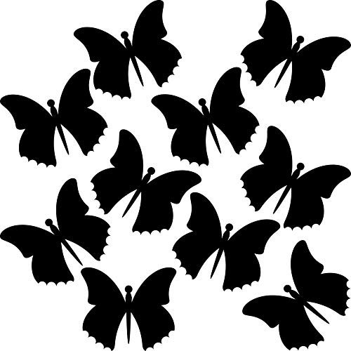 10 Aufkleber 10cm Schmetterling butterfly Tattoo Klebefolie Deko Folie Autoaufkleber Auto Wand Tür Fenster (schwarz)