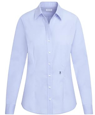 Seidensticker Damblus – strykfri, smal midja skjortblus – slim fit – skjortblus – skjortbluskrage – långärmad – 100 procent bomull, Ljusblå, 40 SE