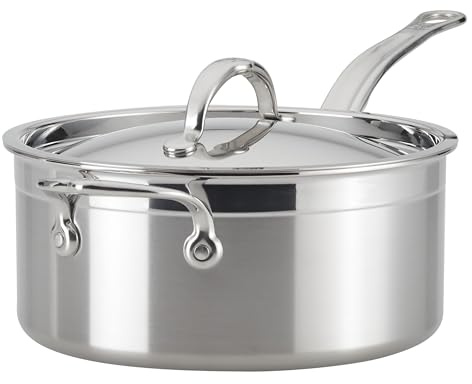 Hestan ProBond Forged - Professional Clad Stainless Steel Sauce Pan with Helper Handle, 4 Quart, Induction Compatible
